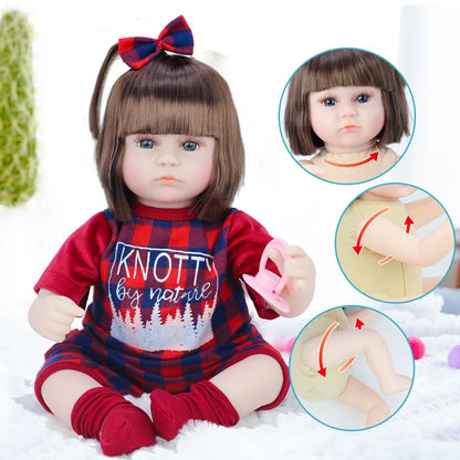 42cm Realistic Reborn Baby Doll - Silicone Toddler Princess with Soft Cloth Body, Perfect Lifelike Toy for Kids and Christmas Gifts