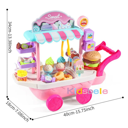 Toys Pretend Play Set Mini Ice Cream Candy Trolley Ice Cream Shopping Cart House Play Educational Car Truck Cart Brain Game Kids