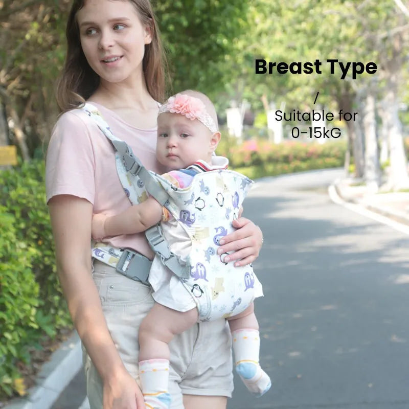Ergonomic Multi-Functional Baby Carrier with Adjustable Waist Stool for Newborns and Toddlers, Breathable and Versatile Design