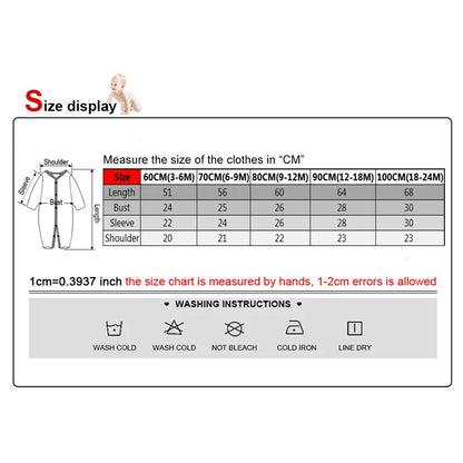 3-Piece Fall Cotton Rompers Set for Newborns - Long Sleeve Jumpsuits for Boys & Girls 3M-2Y, Cute Infant Pajamas Outfits