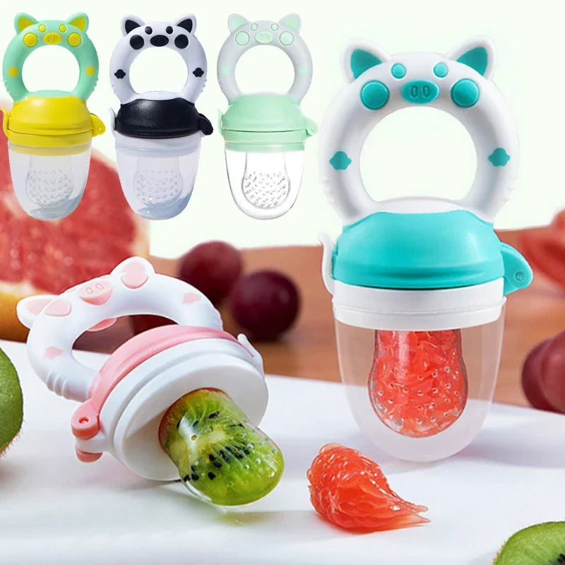 Baby Safe Silicone Fruit Feeder Pacifier - Versatile Food Mill with Cover for Fresh Juices and Healthy Bites