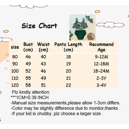 3-Piece Banana Leaf Print Swimwear Set for Girls Aged 1-4 Years - Trendy Summer Outfit