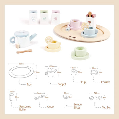 Wooden Pretend Play Afternoon Tea Sets Food Kitchen Toys Children Role Play Imitation Game Early Educational Toys for Girls Boy