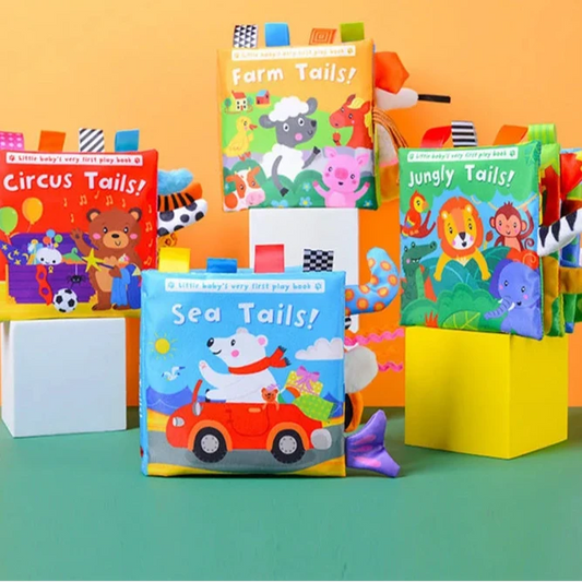 Montessori-Inspired Soft Sensory Animal Tails Cloth Book for Toddlers - Engaging Early Learning Tool