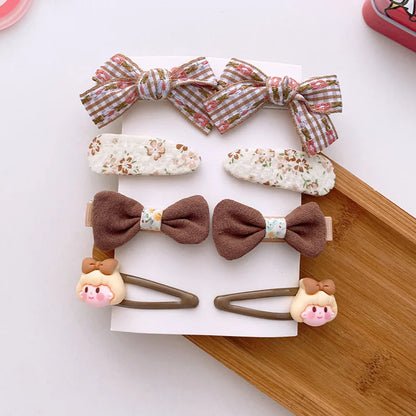 8-Piece Cute Floral Hair Clip Set for Baby Girls - Kawaii Bows and Accessories for Ponytails and Headwear