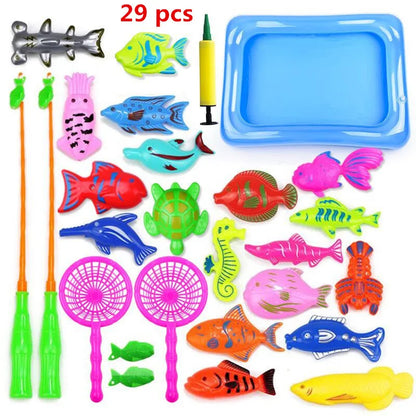 40-Piece Magnetic Fishing Toy Set for Kids with Inflatable Pool - Ideal Outdoor Summer Play Game for Ages 3-12