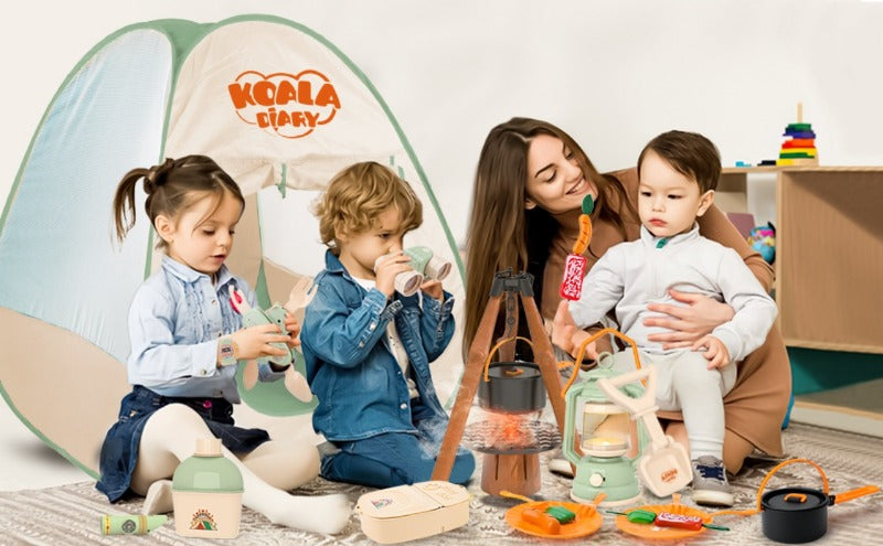 Kids Outdoor Adventure Camping Play Set - Tent, BBQ, Kitchen & Nature Exploration Toys for Toddlers and Children