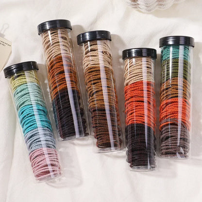 100Pcs/Box Colorful Elastic Hair Ties and Scrunchies for Girls - Handmade Hair Accessories