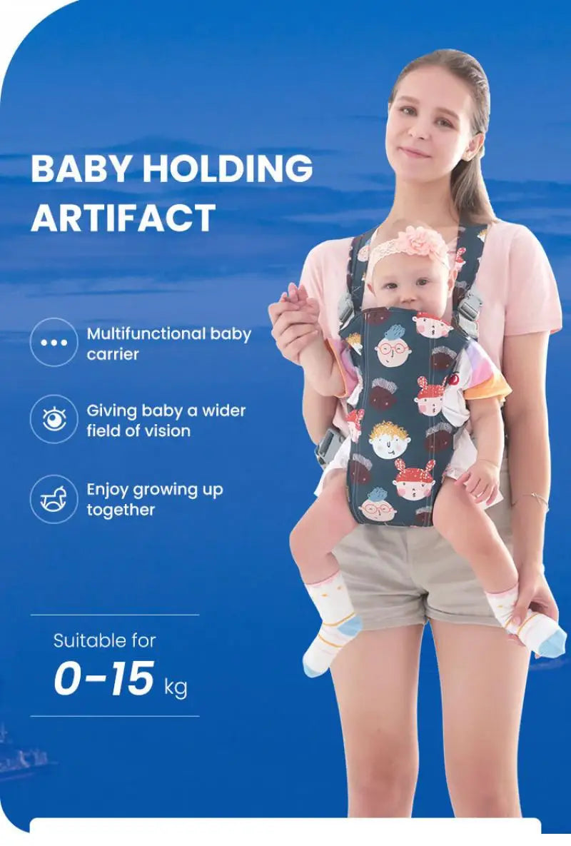 Ergonomic Multi-Functional Baby Carrier with Adjustable Waist Stool for Newborns and Toddlers, Breathable and Versatile Design