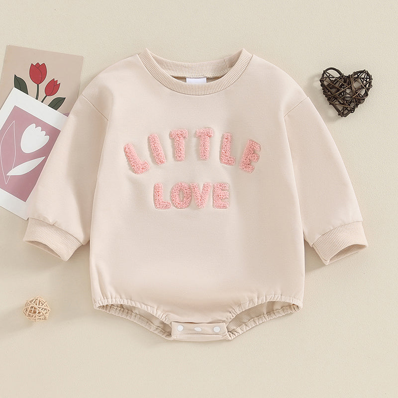 Adorable Long Sleeve Baby Romper with Embroidered Letters - Unisex Fall Bodysuit for Newborns and Infants