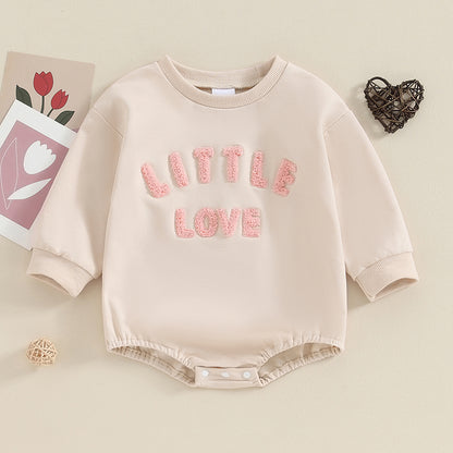 Adorable Long Sleeve Baby Romper with Embroidered Letters - Unisex Fall Bodysuit for Newborns and Infants