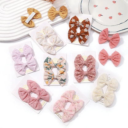 Adorable 2-Pack Mini Hair Bows for Girls - Soft Cotton Hair Clips and Barrettes