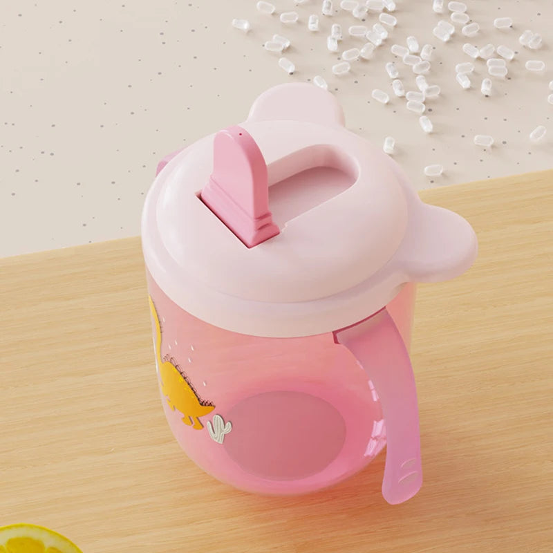 250ml Baby Spill Resistant Cup Toddler Bite Resistant Cup BPA Free Newborn Training Cup Bottle with Double Handle Duckbill Cup
