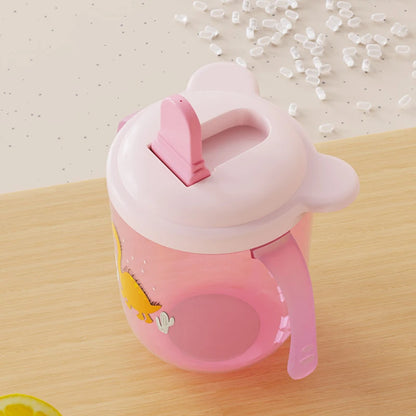 250ml Baby Spill Resistant Cup Toddler Bite Resistant Cup BPA Free Newborn Training Cup Bottle with Double Handle Duckbill Cup