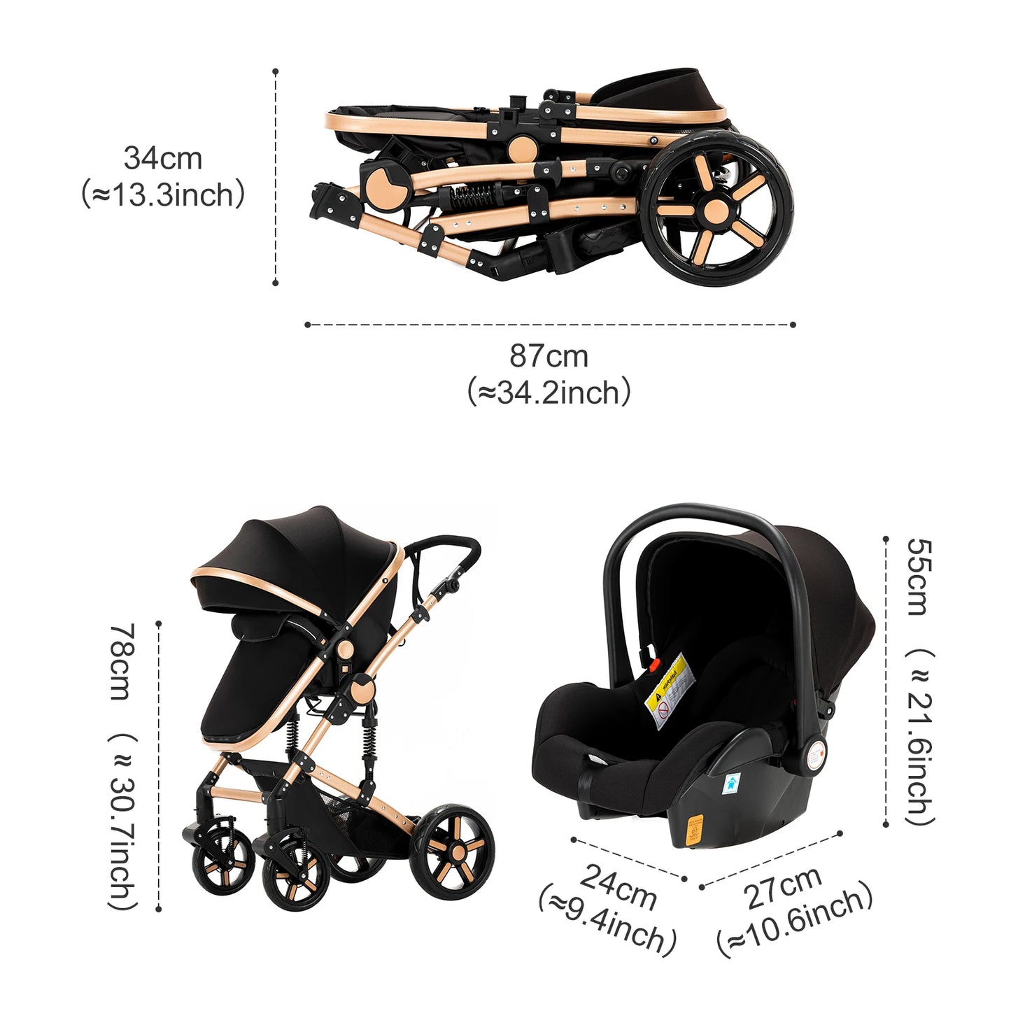 3-in-1 Lightweight Baby Stroller 588 - Versatile Travel Pram for Newborns and Toddlers