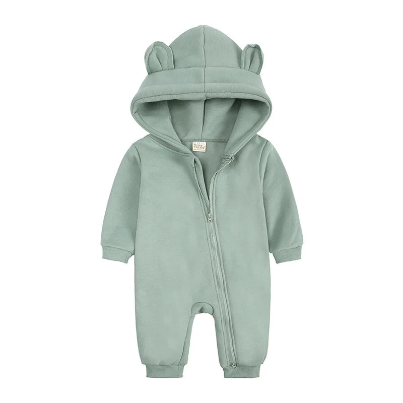 Winter Hooded Baby Jumpsuits and Rompers - Zipper One-Pieces for Boys and Girls (Newborn Size 59-90cm)