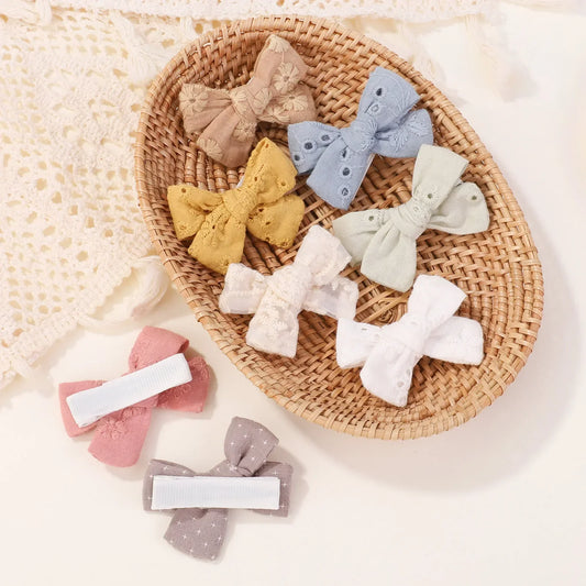 Adorable 2-Pack Kids Bow Hairpins - Soft Cotton Clip-on Accessories for Toddler Girls