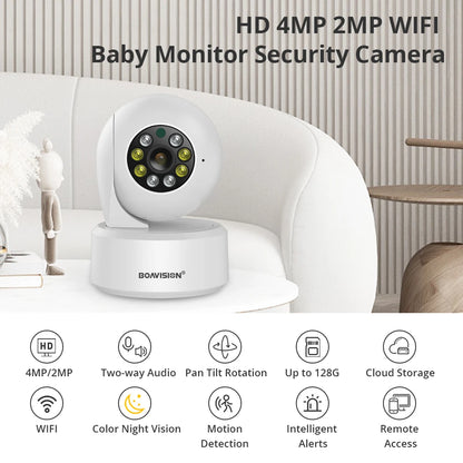 BOAVISION 4MP HD Wifi PTZ Security Camera with AI Human Tracking, Two-Way Audio, and Color Night Vision for Smart Home Surveillance