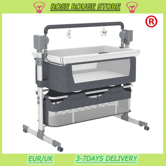 Portable Baby Crib with Mosquito Net - Movable Cradle for Newborns and Infants