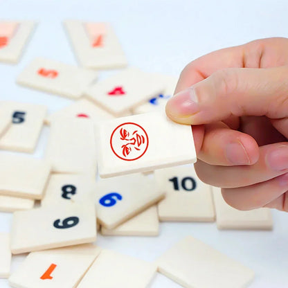 Kids Fast-Paced Rummy Tile Classic Board Game for 2-4 Players - Portable Mahjong Party Game Gift