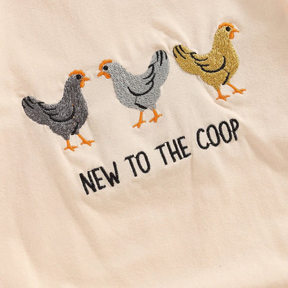Unisex Baby Romper with Rooster Letter Embroidery - Casual Short Sleeve Jumpsuit for Newborns