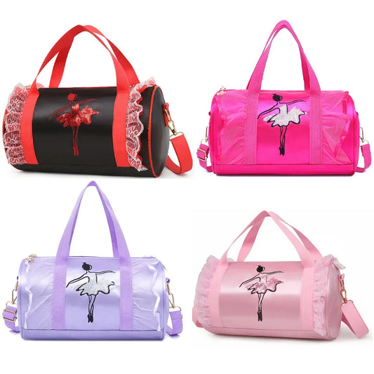 Adorable Pink Lace Ballet Dance Bag for Girls - Cross-Body Shoulder Handbag with Storage for Kids