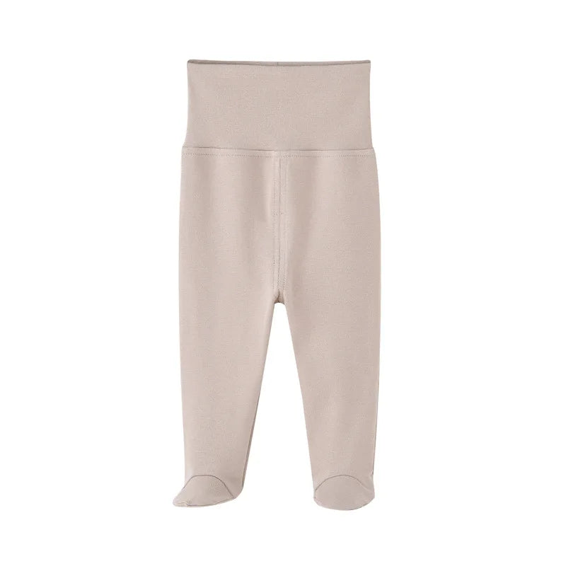 5-Pack High Waist Baby Pants with Footies - Soft Cotton in Vibrant Solid Colors