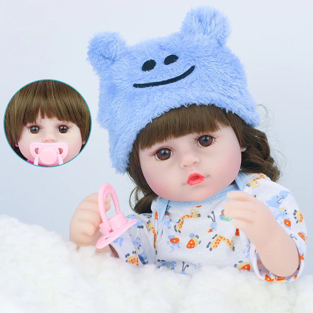 42cm Realistic Reborn Baby Doll - Silicone Toddler Princess with Soft Cloth Body, Perfect Lifelike Toy for Kids and Christmas Gifts