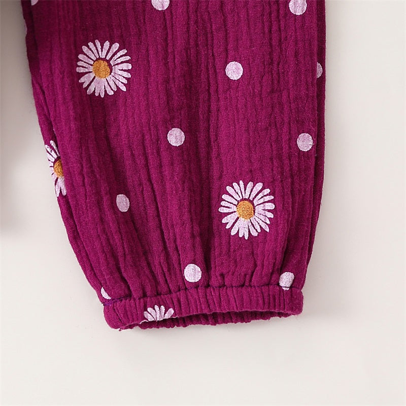 Adorable Baby Girl Autumn 3-Piece Cotton Outfits Set with Floral Romper, Pants, and Headband