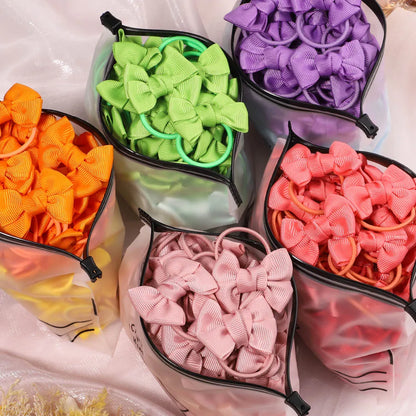 5-Pack Kids Hair Accessories with Bow Scrunchies - Elastic Hair Ties for Girls and Babies