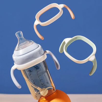 Square Handle Feeding Bottle for Easy Grasping - Lightweight & Safe for Babies 6M+ (White)