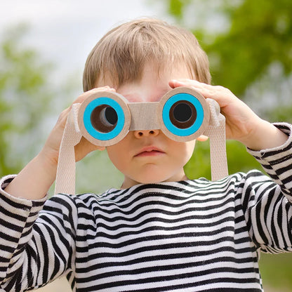 Wooden Binocular Telescope Children Outdoor Observe Scientific Toys Mini Portable Telescope Learning Education Toys for Kids