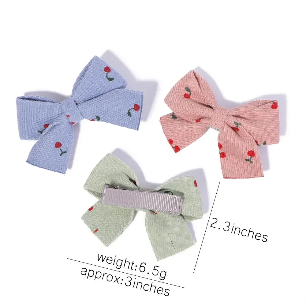 Adorable Girls' Cute Print Hairpins Set - 4/5 Pcs Sweet Cotton Bow Clips for Kids Hair Accessories, Perfect Gift & Wholesale