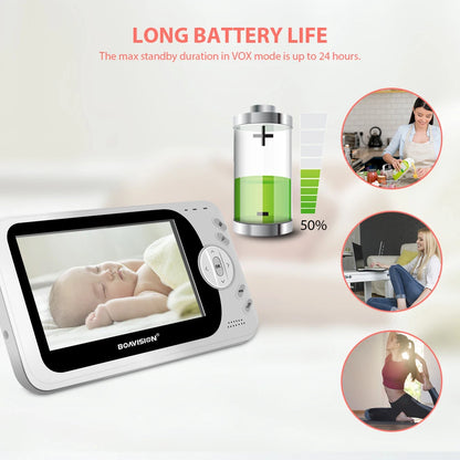 Portable 4.3 Inch Wireless Video Baby Monitor with Night Vision and Two-Way Intercom - VB608 Baby Nanny Camera