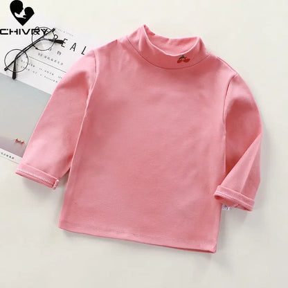 Trendy Solid Long Sleeve Turtleneck T-Shirts for Kids - Spring & Autumn Collection