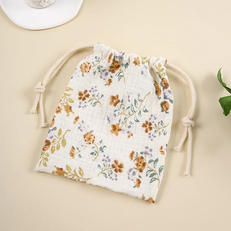 Cotton Baby Diaper Caddy Organizer with String Closure - Essentials for Parents on the Go