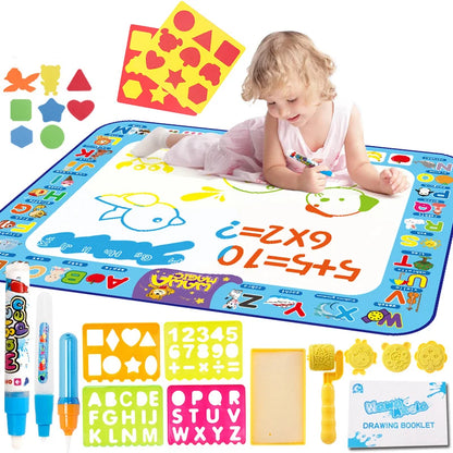 Montessori Water Doodle Drawing Mat for Kids - Reusable Educational Painting Board for Boys and Girls Age 3-12