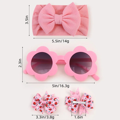 Adorable 2-Piece Newborn Hair Accessories Set - Cute Bow Headband & Bear Glasses for Infants and Kids