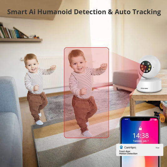 BOAVISION 4MP HD Wifi PTZ Security Camera with AI Human Tracking, Two-Way Audio, and Color Night Vision for Smart Home Surveillance
