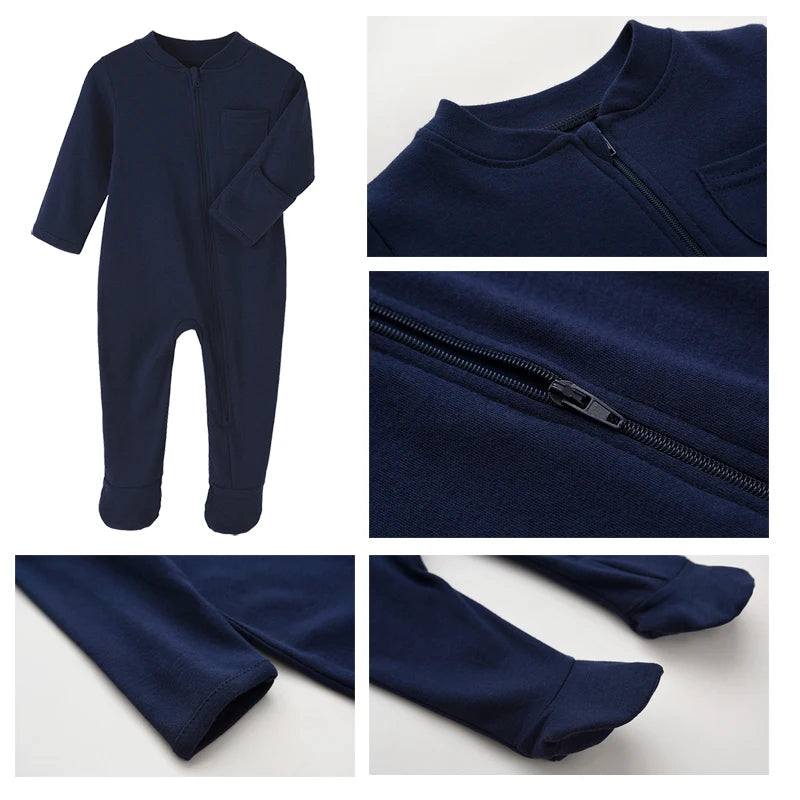 2-Pack Baby Cotton Rompers - Soft Unisex Sleepsuits for Newborns, All-Season Pajamas Jumpsuits