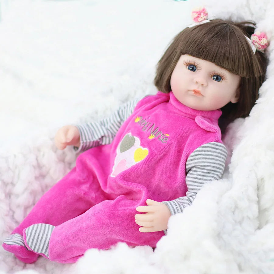 42cm Realistic Reborn Baby Doll - Silicone Toddler Princess with Soft Cloth Body, Perfect Lifelike Toy for Kids and Christmas Gifts
