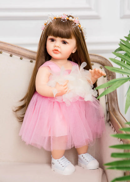 Realistic 55CM Reborn Baby Doll for Girls - Soft Lifelike Toddler Companion with Accessories - Perfect Birthday Gift