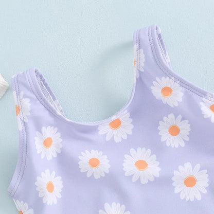 Toddler Girls' Floral Ruffle Monokini Swimsuit for Summer Beach Fun