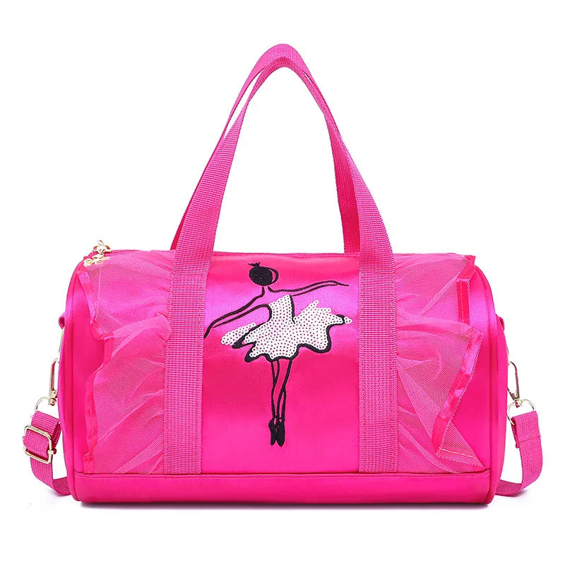 Adorable Pink Lace Ballet Dance Bag for Girls - Cross-Body Shoulder Handbag with Storage for Kids
