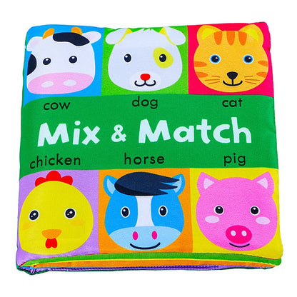 Vibrant Crinkle Cloth Baby Books - Interactive Learning Toys for Infants 0-24 Months, Creative Mix & Match Play for Toddlers