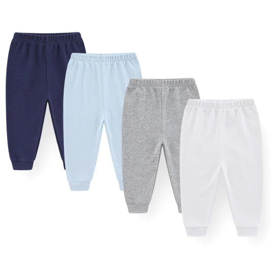 4-Piece Baby Leggings Set for Boys and Girls - Elastic Waist Cotton Pants for Newborns (0-24 Months) - Casual Spring Wear