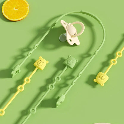Adorable Silicone Pacifier Clips with Cartoon Animal Designs - Adjustable Anti-Lost Straps for Strollers and High Chairs