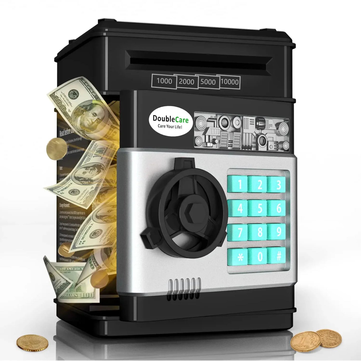 Interactive Electronic Piggy Bank with Password Protection - Kid's Digital Cash Saving ATM Machine Gift