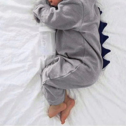 Adorable Dinosaur Hooded Romper for Newborns – Trendy Unisex Jumpsuit for Autumn and Winter