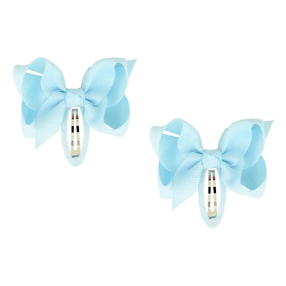 Set of 2 Safety Hair Clips with 2.75 Inch Solid Windmill Bow for Baby Girls - Grosgrain Ribbon Hair Accessories